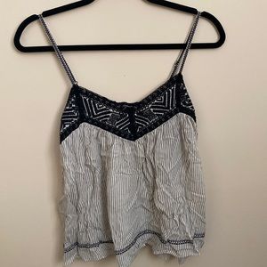 stripe and embroidered top